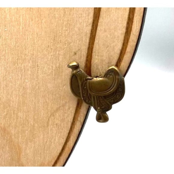 Vintage Brass Saddle Stud Earrings, Cowgirl Equestrian Rider Country - Picture 2 of 3